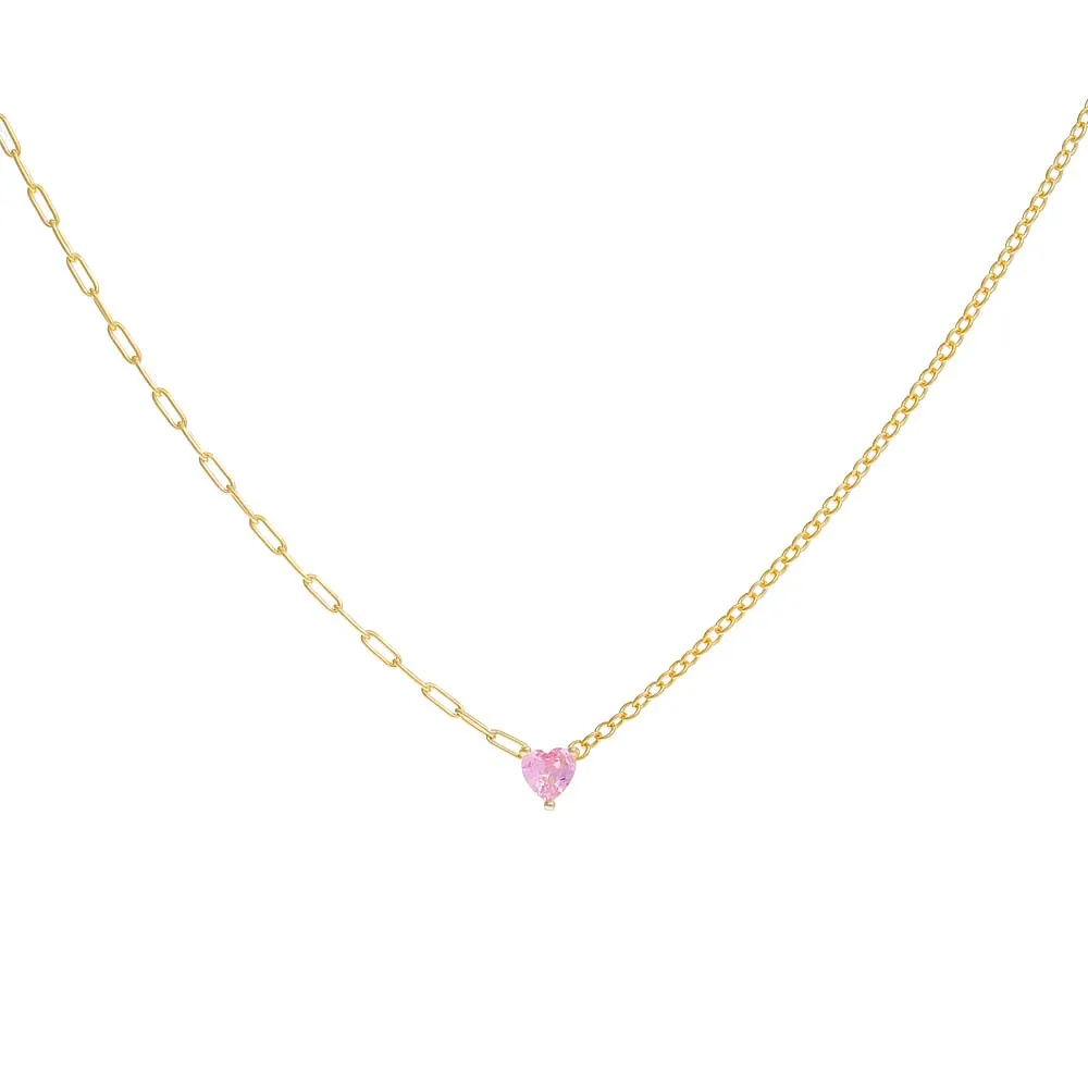 Tiny Colored Heart Mixed Chain Necklace