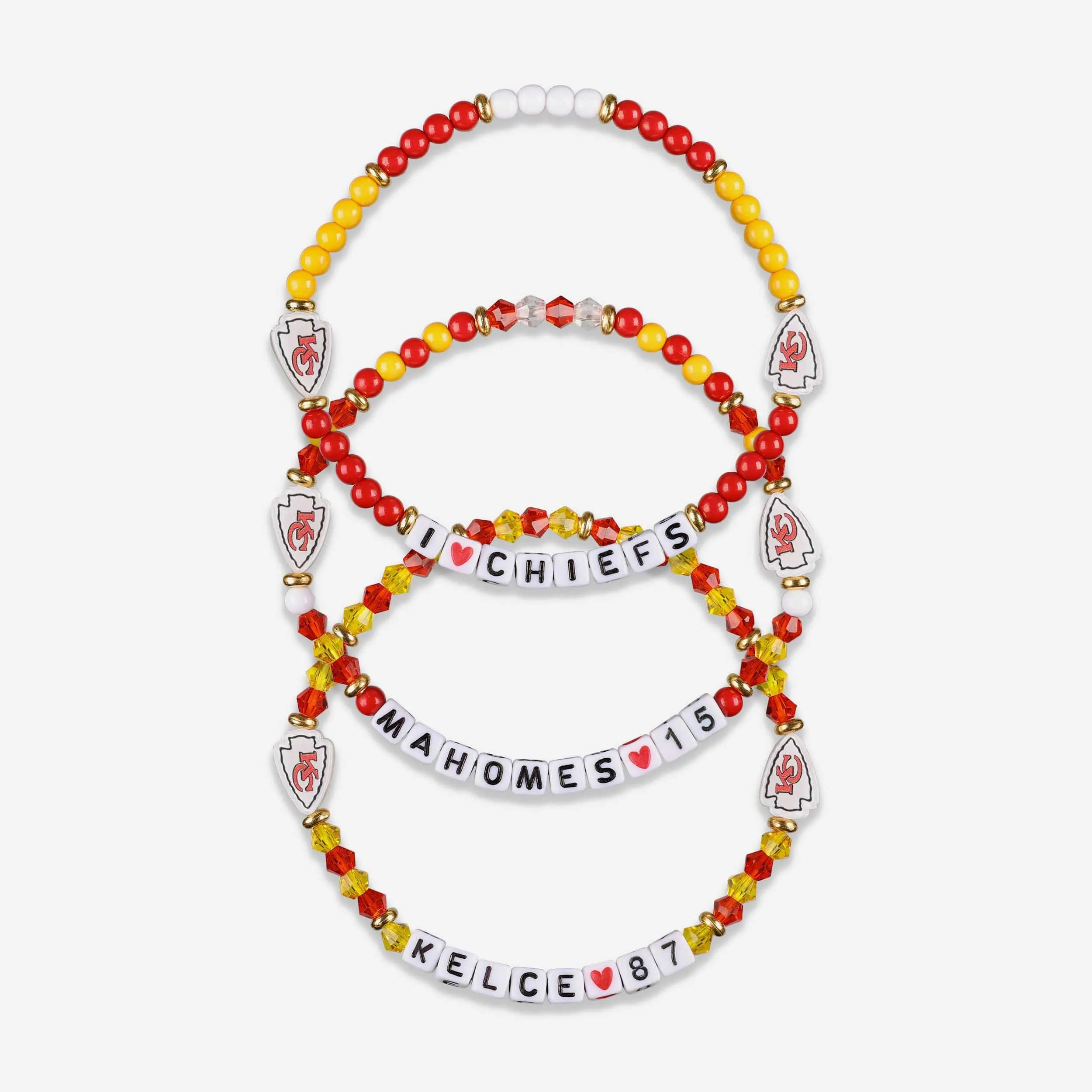 Travis Kelce & Patrick Mahomes Kansas City Chiefs 3 Pack Player Friendship Bracelet