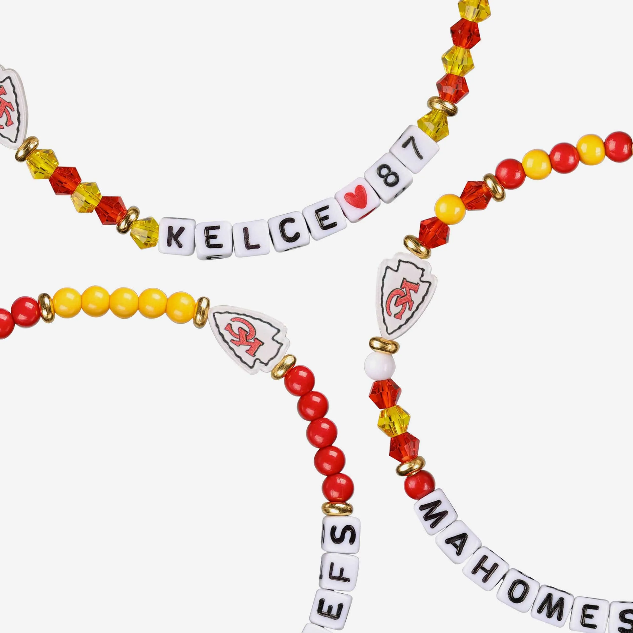 Travis Kelce & Patrick Mahomes Kansas City Chiefs 3 Pack Player Friendship Bracelet