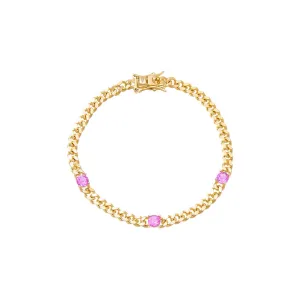 Triple CZ Cuban Chain Bracelet