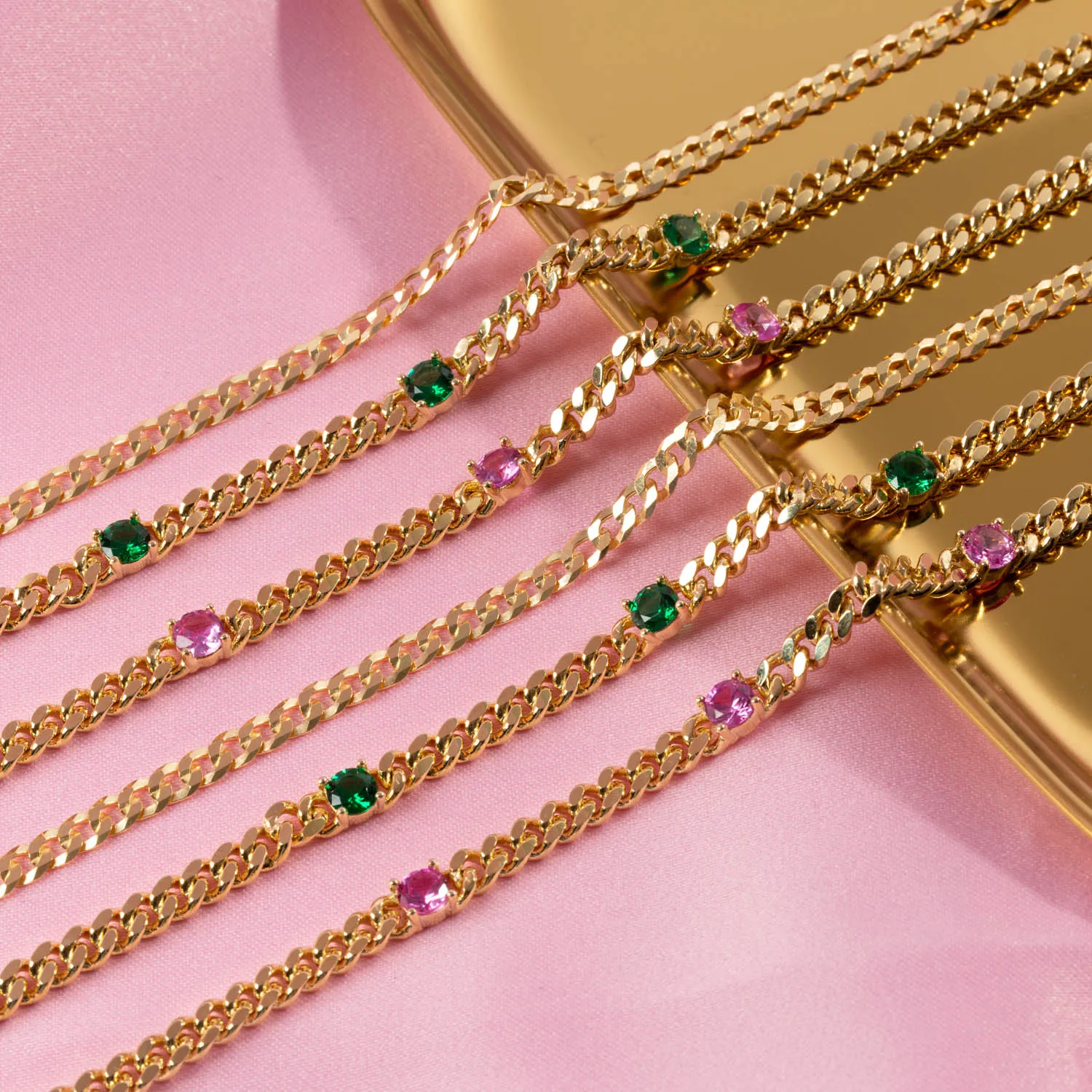 Triple CZ Cuban Chain Bracelet