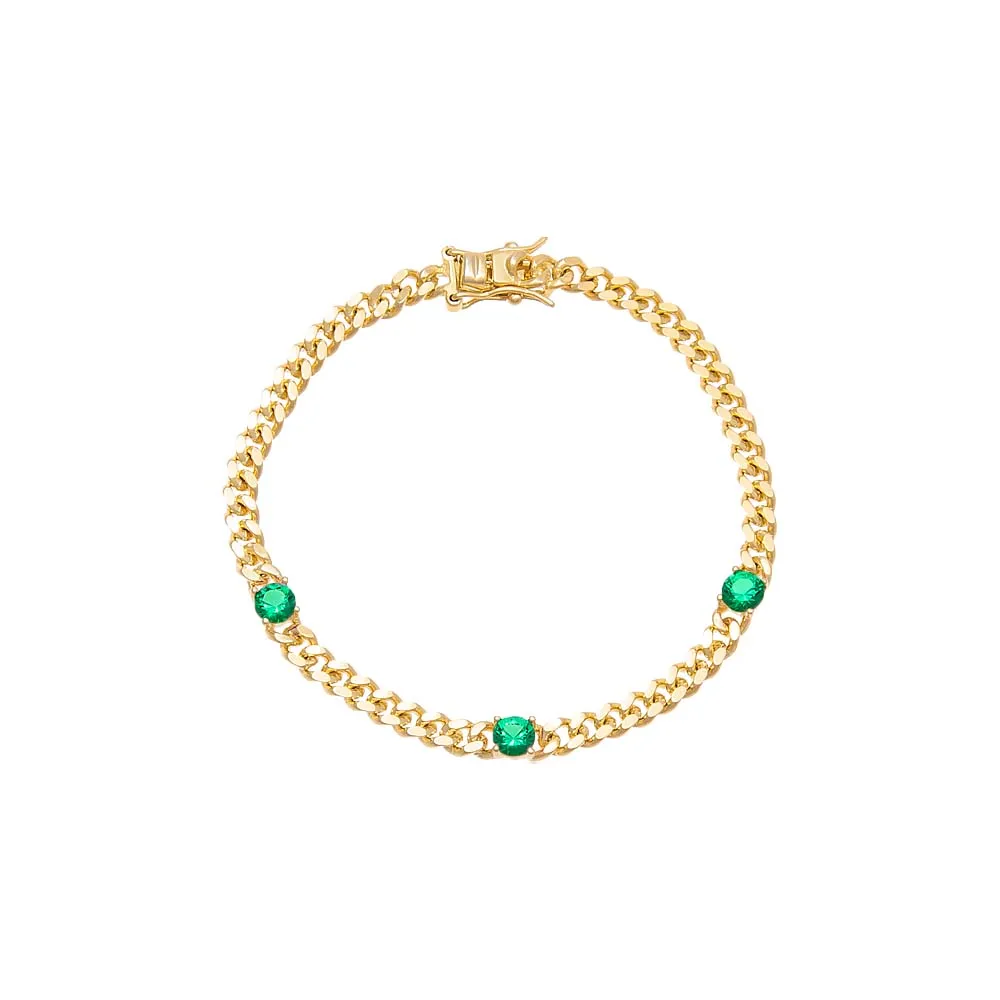 Triple CZ Cuban Chain Bracelet