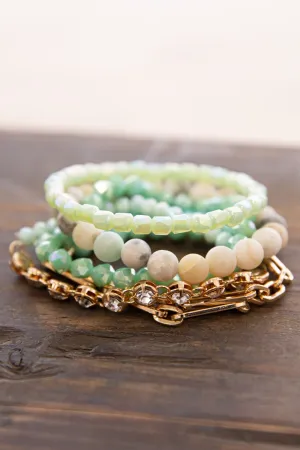 Turquoise and Mint Beaded Bracelet Set