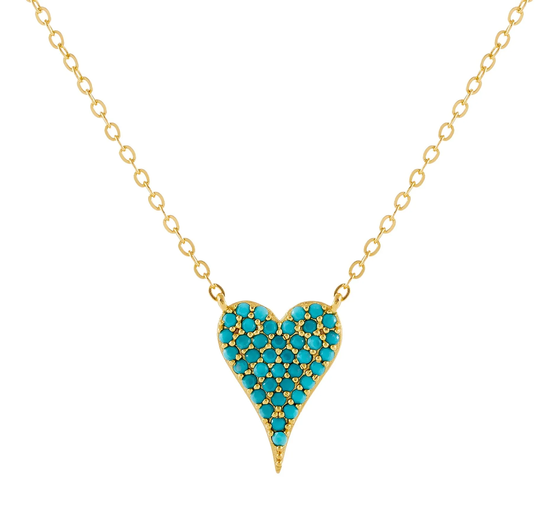 Turquoise CZ Heart Necklace