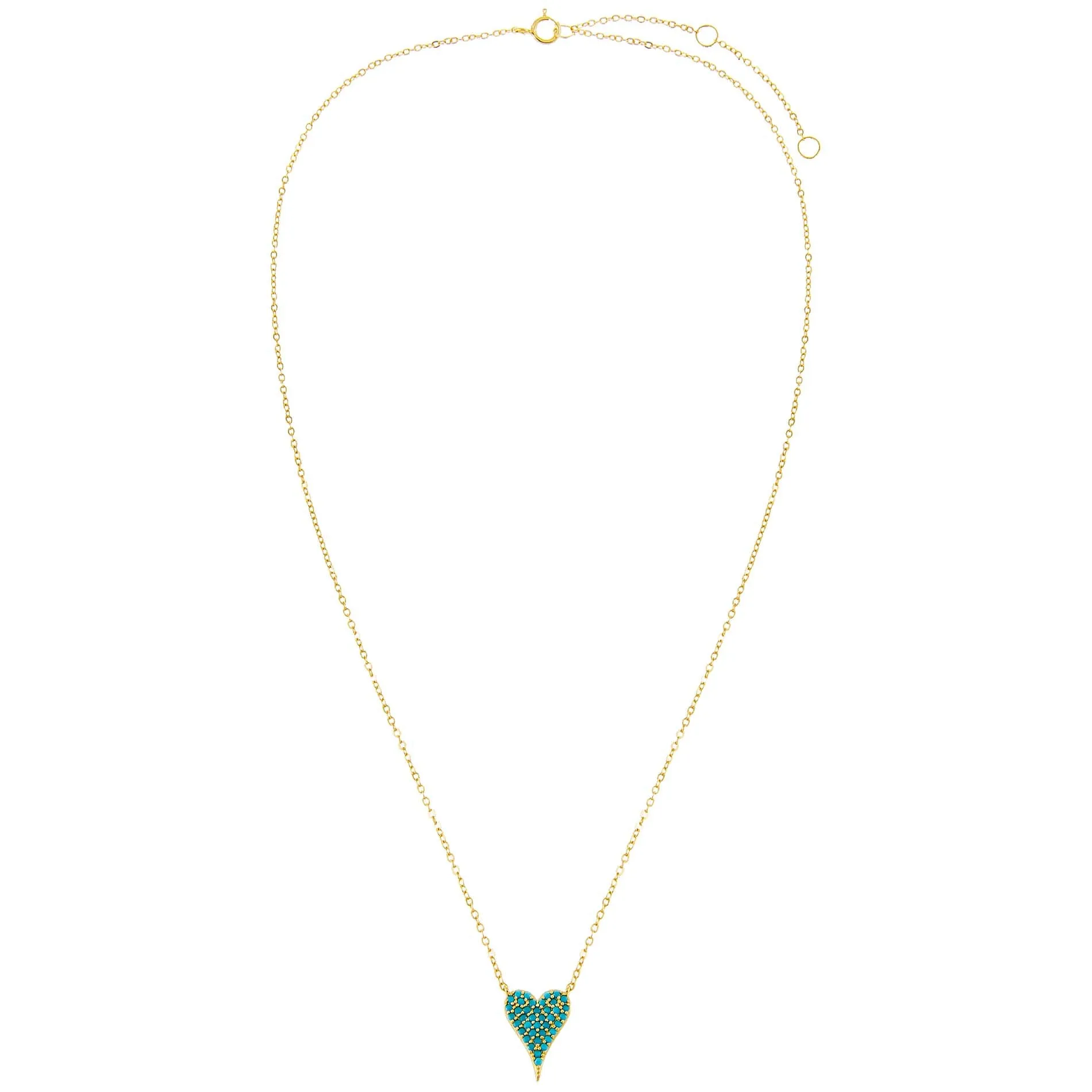 Turquoise CZ Heart Necklace