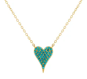 Turquoise CZ Heart Necklace