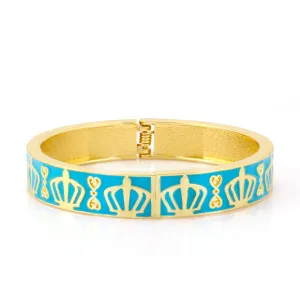 TURQUOISE ENAMEL GOLD HINGED BRACELETS #SA-9929-TURQ (EC3)