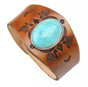 Turquoise Leather Cuff