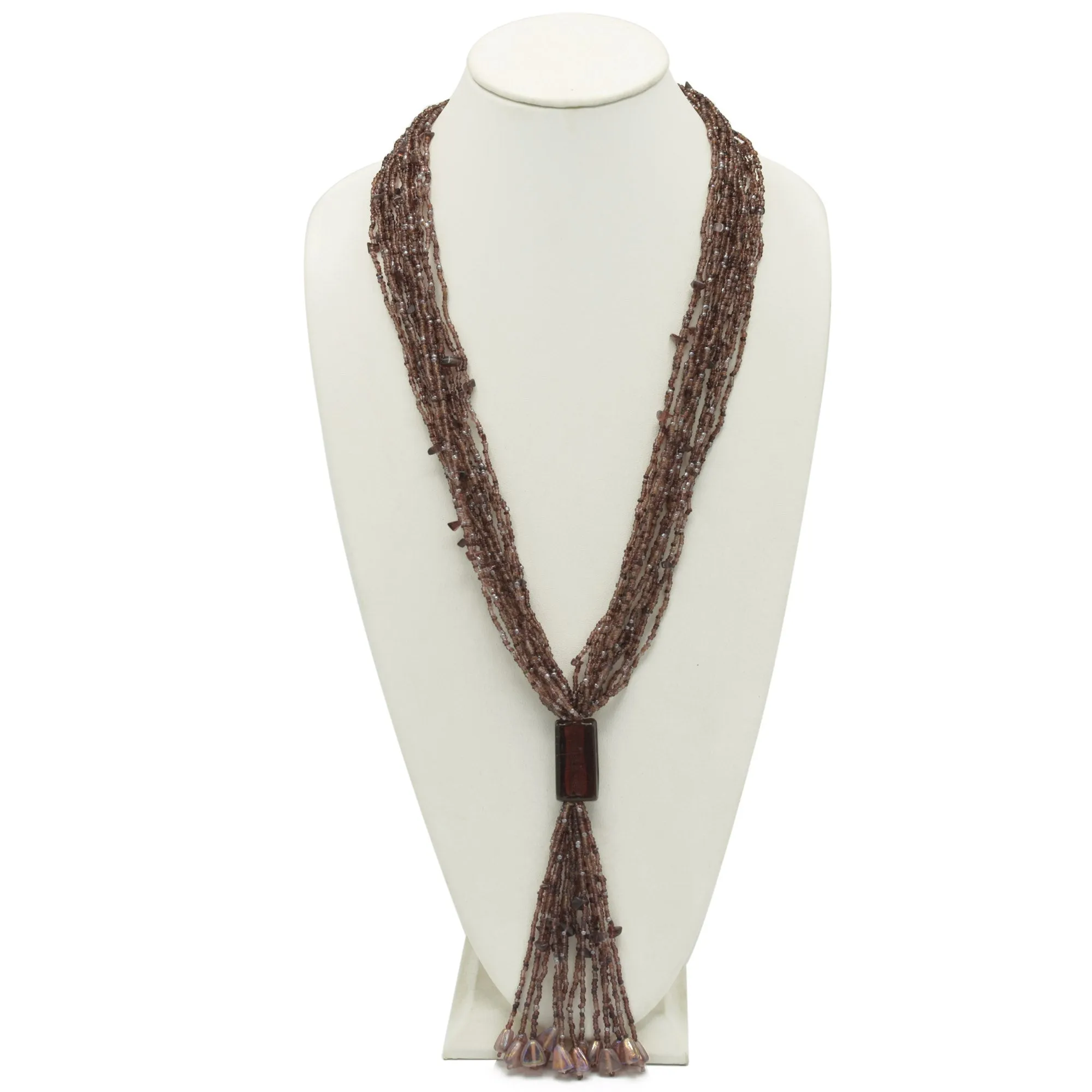 Turquoise multi layered Seed beads tassel long Necklace# N3101_AMY (OA13)