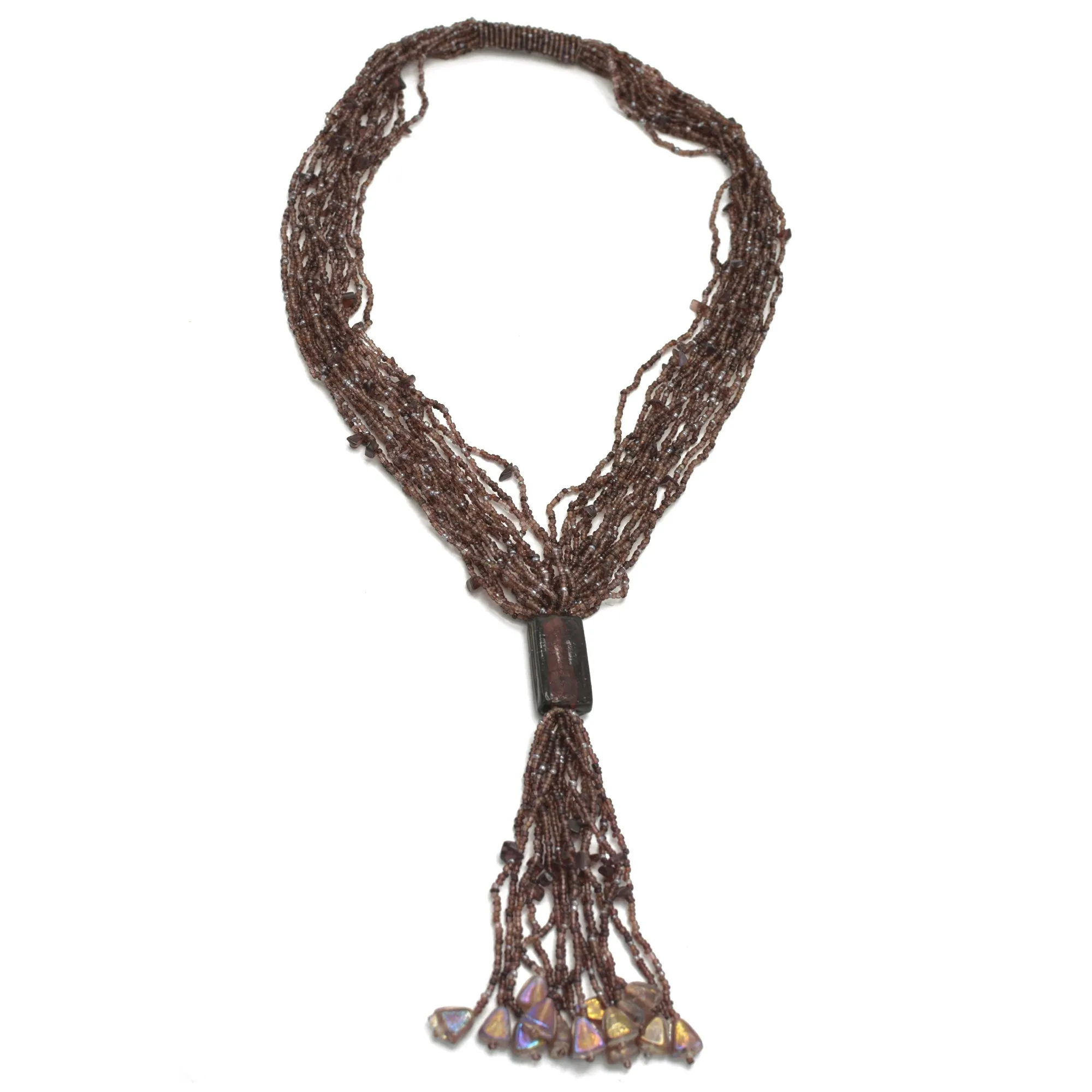 Turquoise multi layered Seed beads tassel long Necklace# N3101_AMY (OA13)
