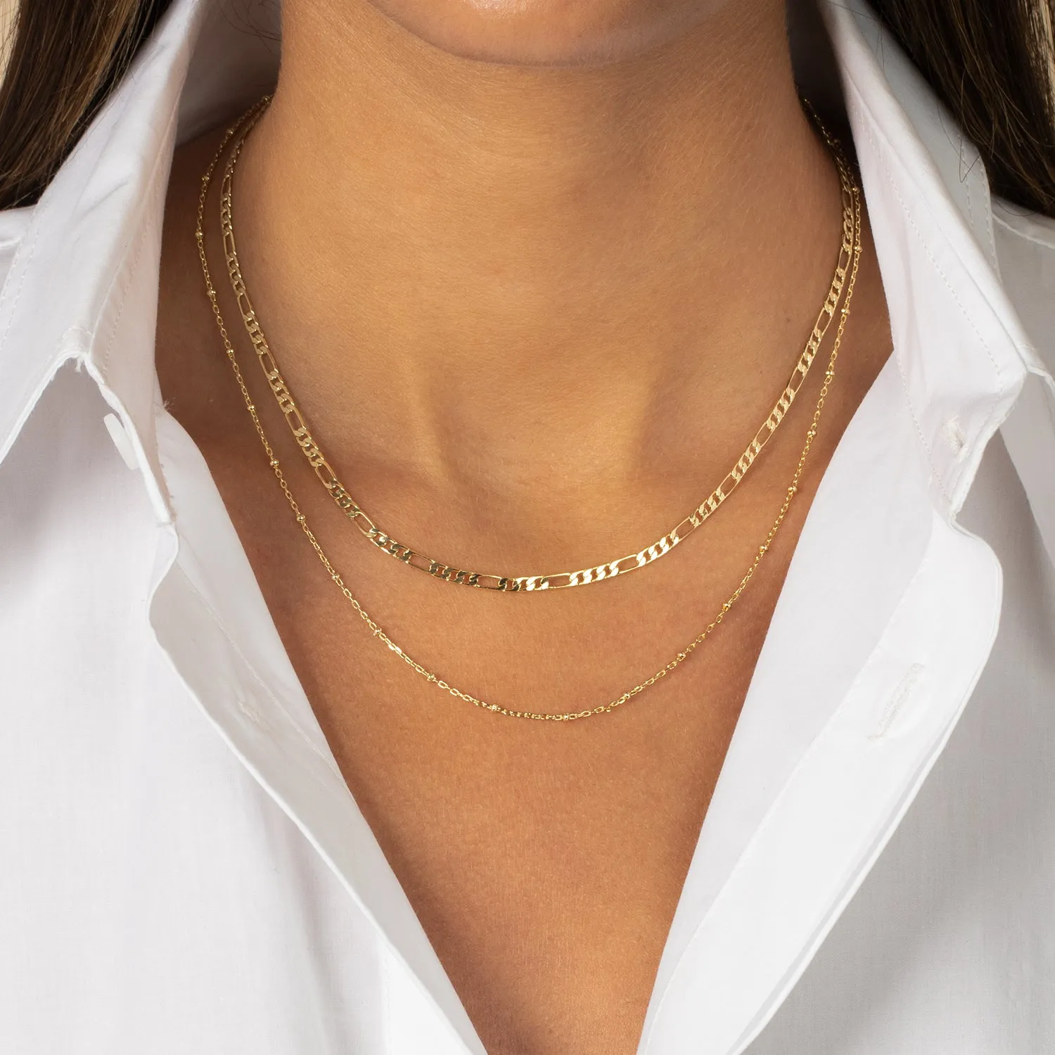 Two In One Figaro X Ball Chain Necklace