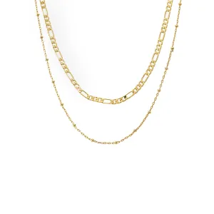 Two In One Figaro X Ball Chain Necklace