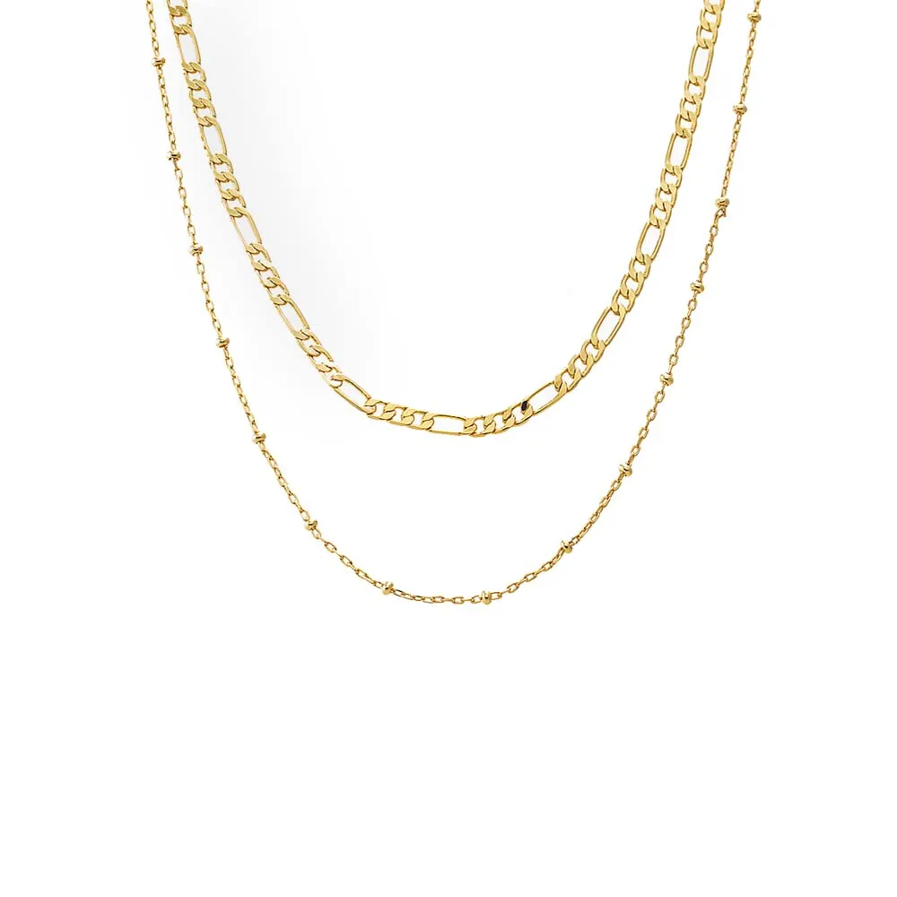 Two In One Figaro X Ball Chain Necklace