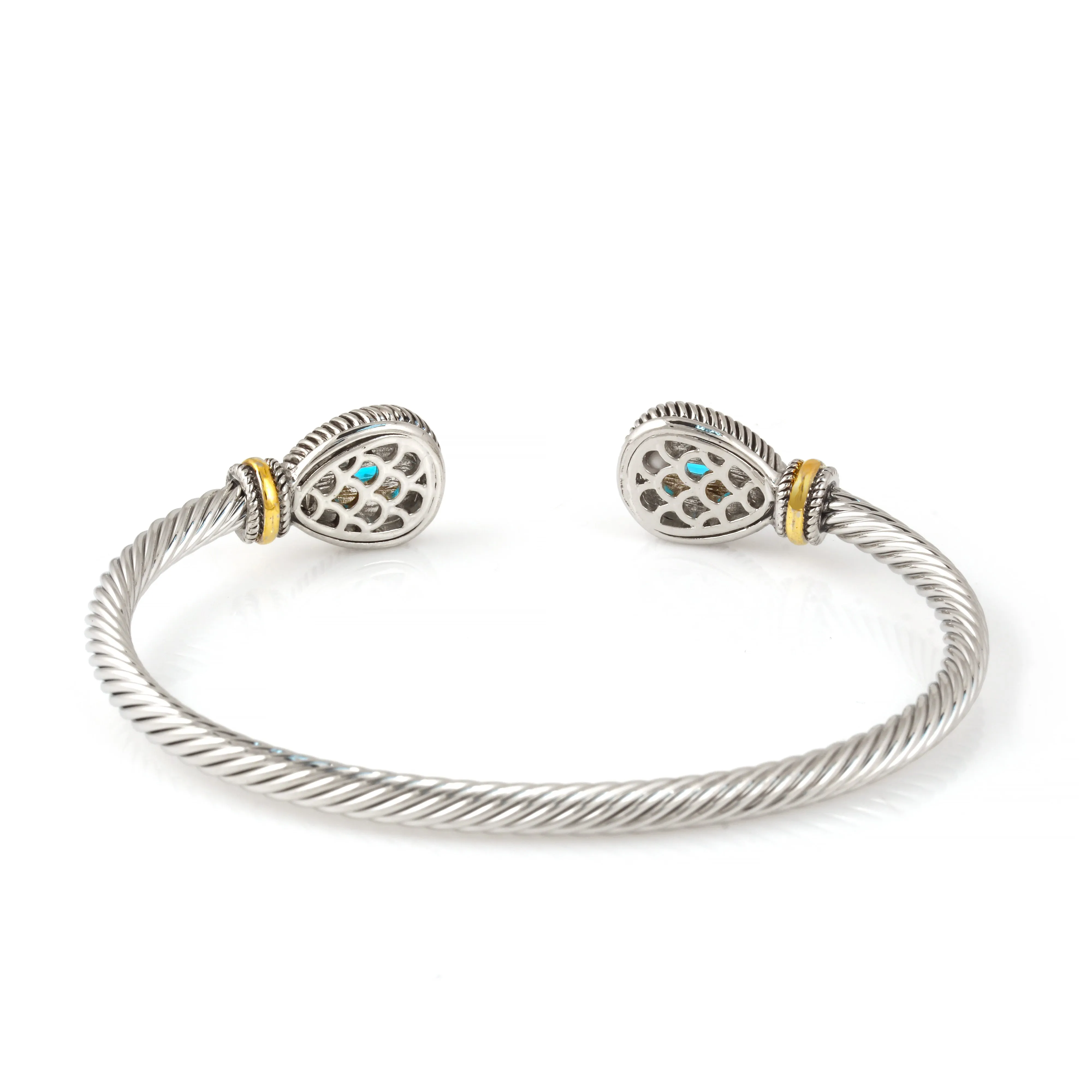 TWO TONE AQUA CRYSTAL CLASSIC CABLE BRACELET# 73024BR-AQ(FA27)