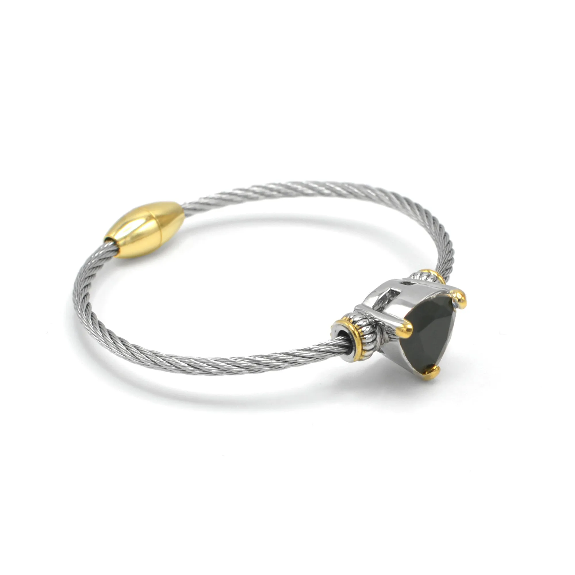 TWO TONE BLACK CRYSTAL CLASSIC CABLE BRACELET# 4110BR-JET(FD18)
