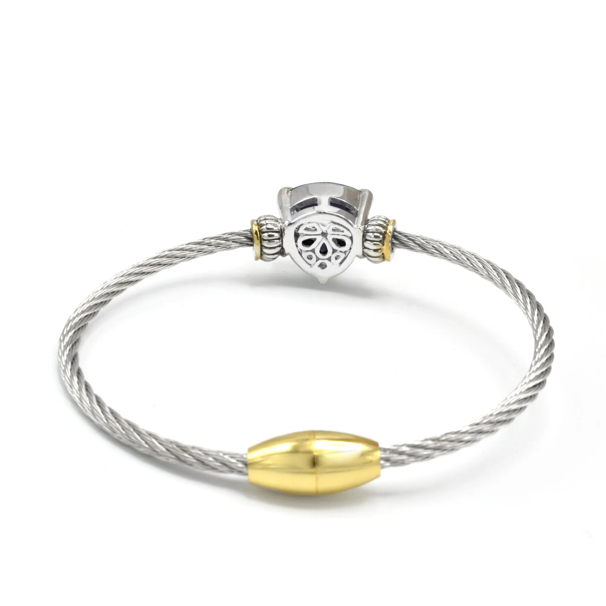 TWO TONE BLACK CRYSTAL CLASSIC CABLE BRACELET# 4110BR-JET(FD18)