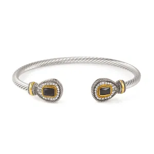 TWO TONE JET CRYSTAL CLASSIC CABLE BRACELET # 73024BR-JET