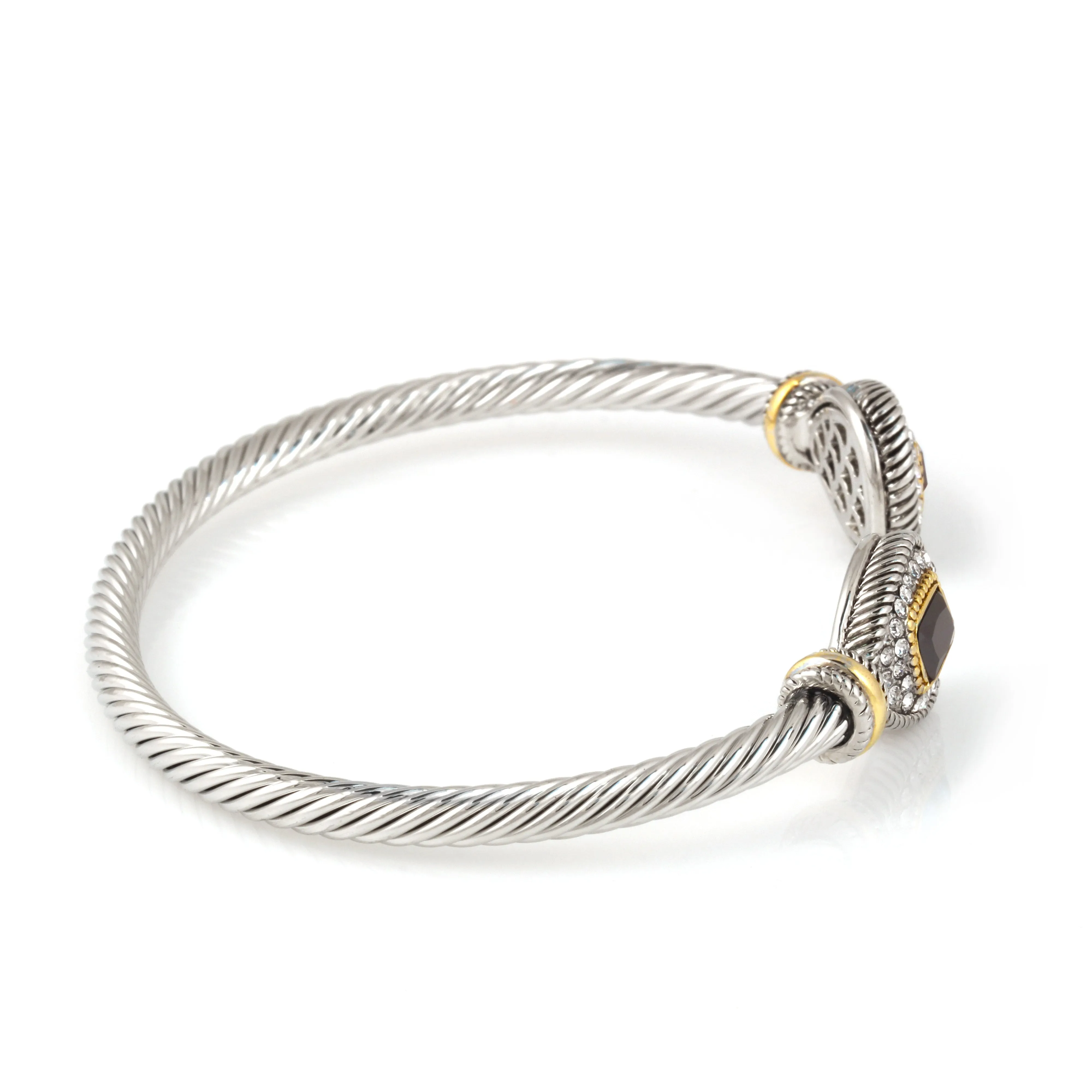 TWO TONE JET CRYSTAL CLASSIC CABLE BRACELET # 73024BR-JET