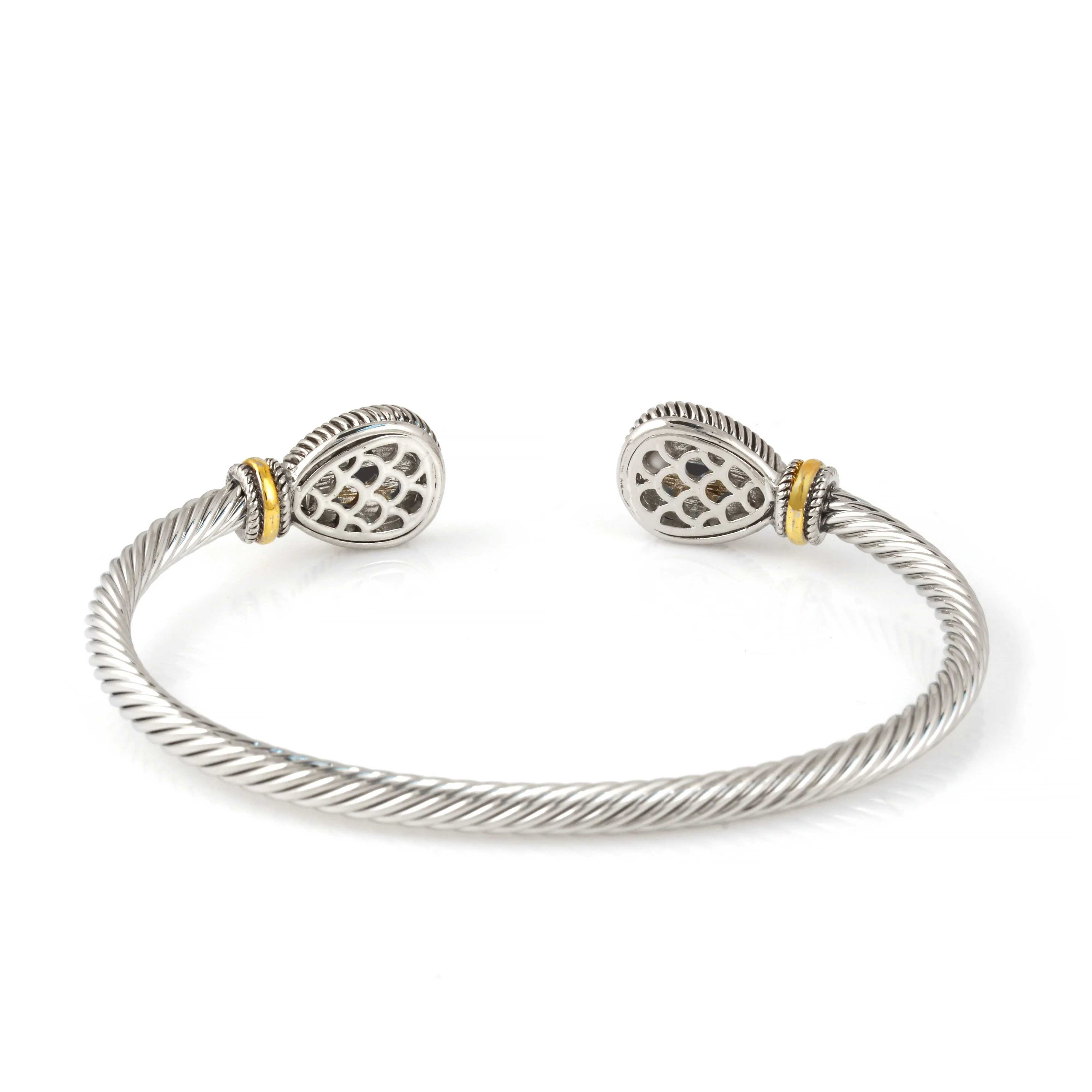 TWO TONE JET CRYSTAL CLASSIC CABLE BRACELET # 73024BR-JET