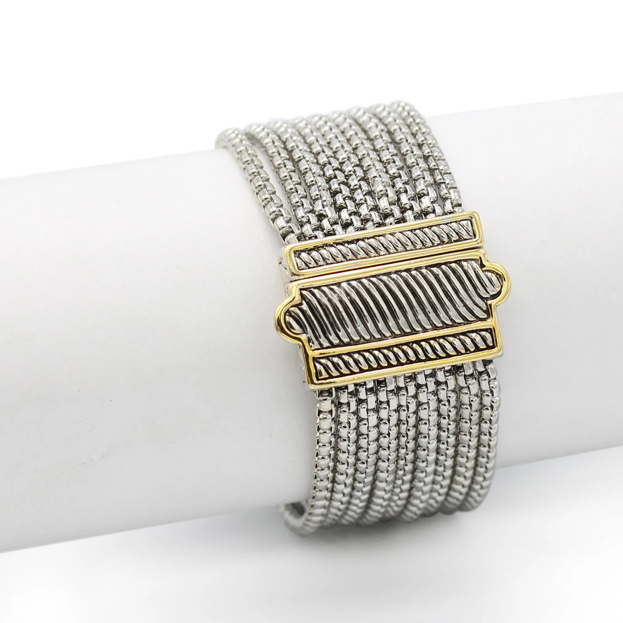 TWO TONE MOTHER OF PEARL MULTI STRANDS MAGNETIC CLASP BRACELET#12505BR-mop (FF18)