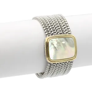 TWO TONE MOTHER OF PEARL MULTI STRANDS MAGNETIC CLASP BRACELET#12505BR-mop (FF18)