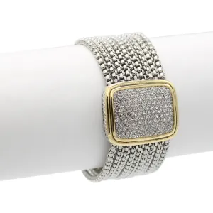 TWO TONE MULTI STRANDS PAVE CRYSTAL BRACELET# 12504BRTT(FC16)