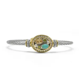 TWO TONE MULTICOLOR STONE TWISTED ROPE BRACELET # 34175BR-MT(FE13)