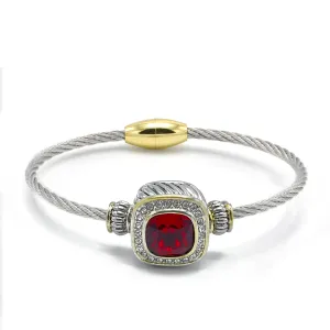TWO TONE RED CRYSTAL CLASSIC CABLE BRACELET#93099BR-Red (FF13)