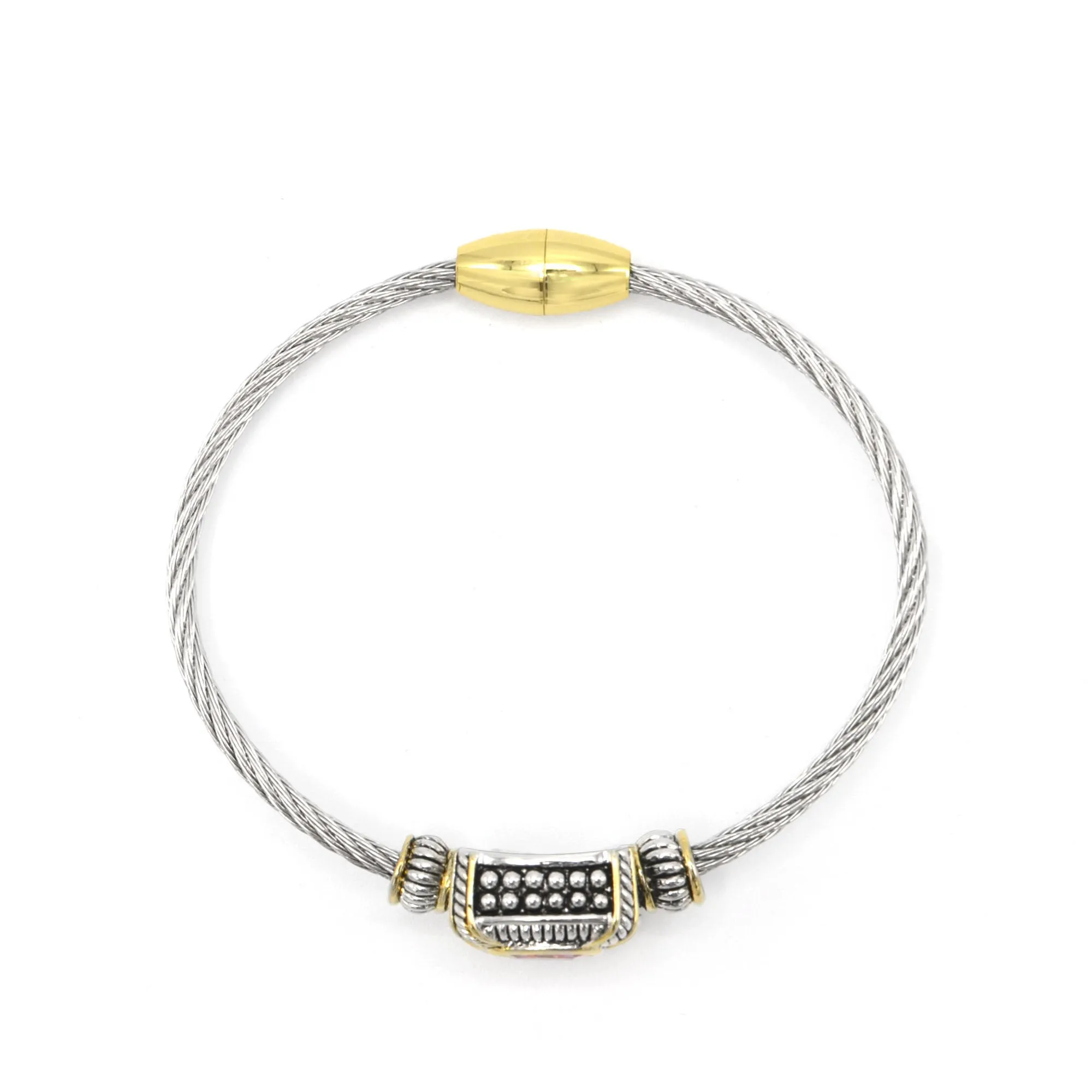 TWO-TONE ROSE CRYSTAL CLASSIC CABLE BRACELET#93012BR-ROSE(FB7)