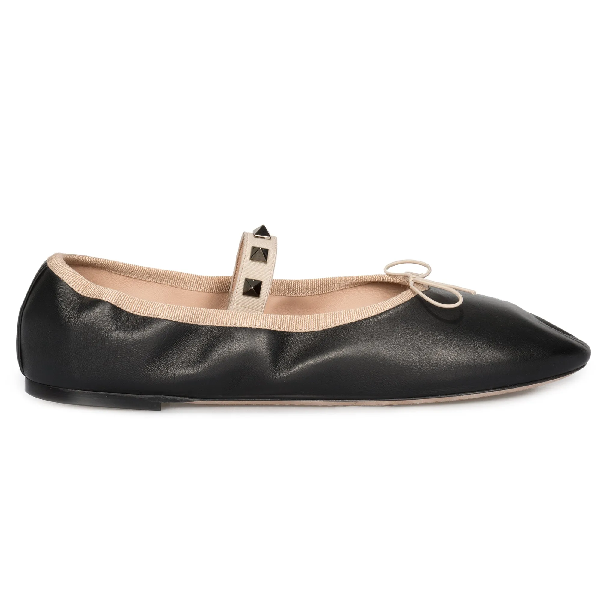 Valentino Rockstud Ballerina Flats in Black