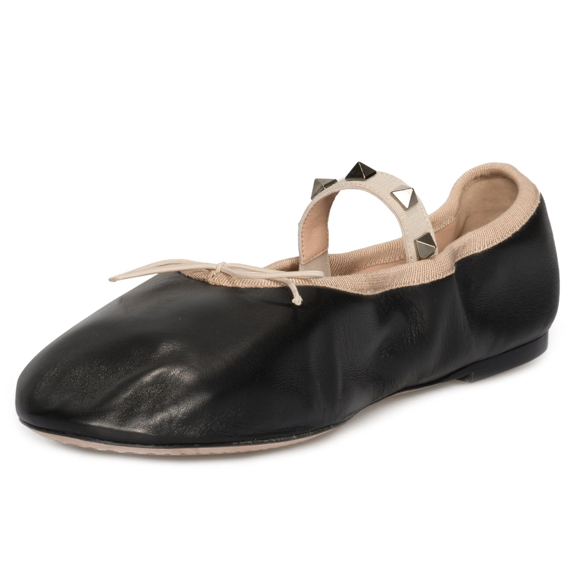 Valentino Rockstud Ballerina Flats in Black