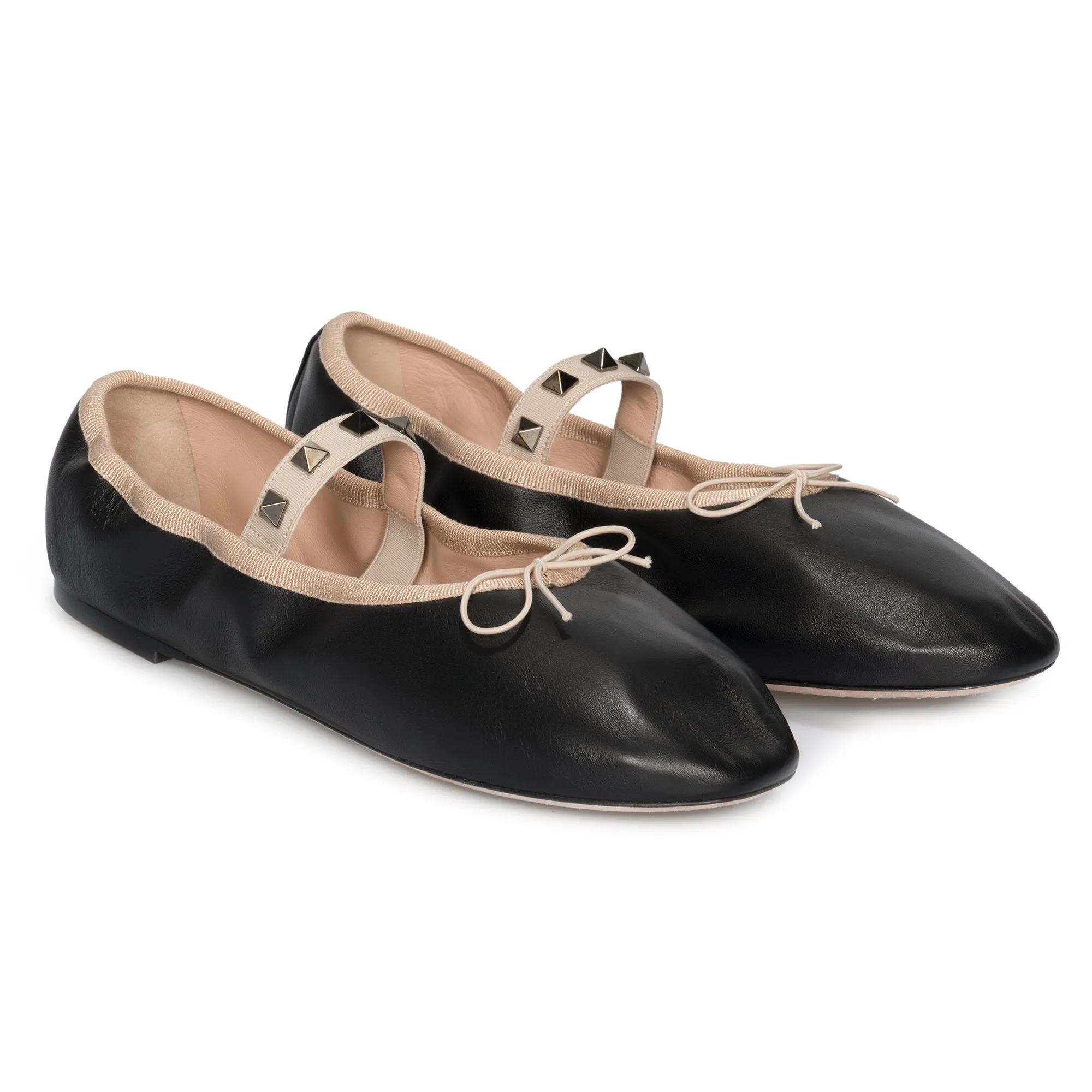 Valentino Rockstud Ballerina Flats in Black