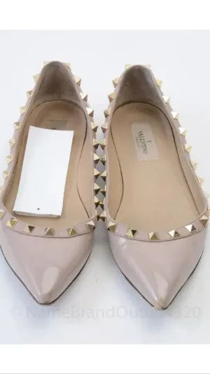 Valentino Rockstud patent nude blush flats 36.5/6.5