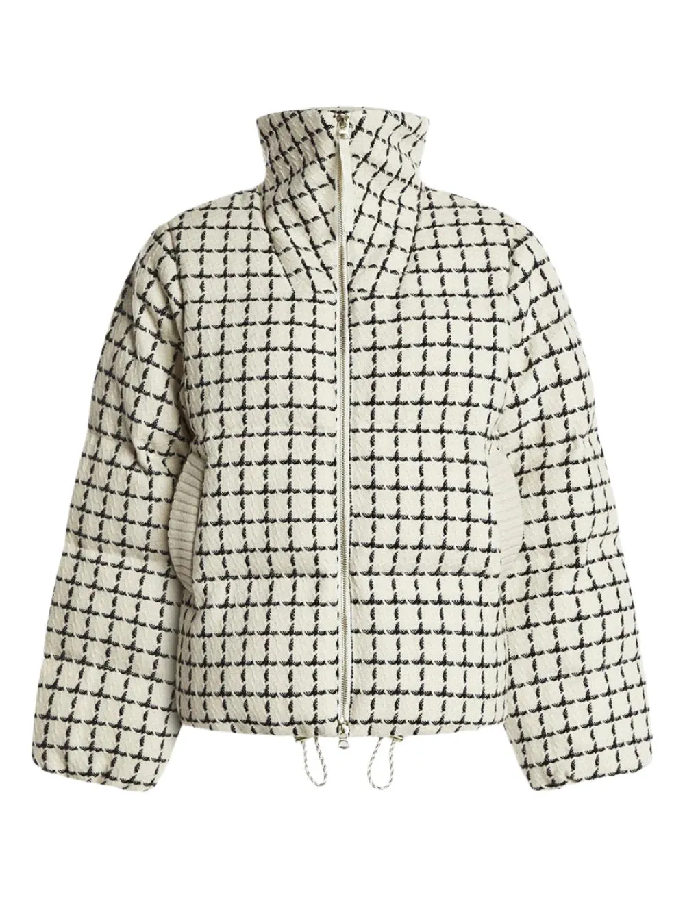 Varley Eugene Check Short Puffer in Egret Mono Check
