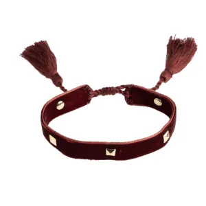 VELVET FRIENDSHIP BRACELET THIN W/STUD MAHOGANY