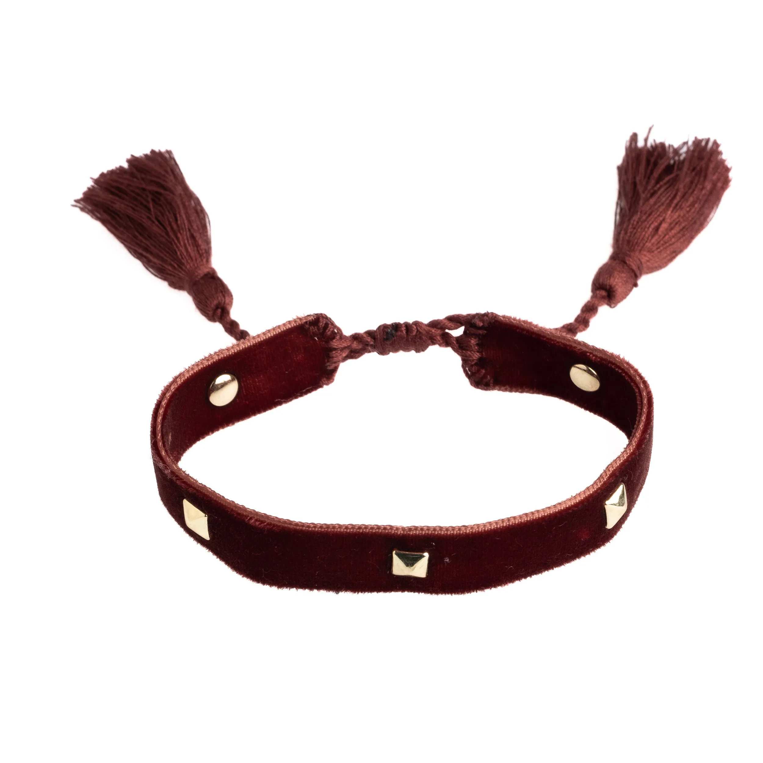 VELVET FRIENDSHIP BRACELET THIN W/STUD MAHOGANY