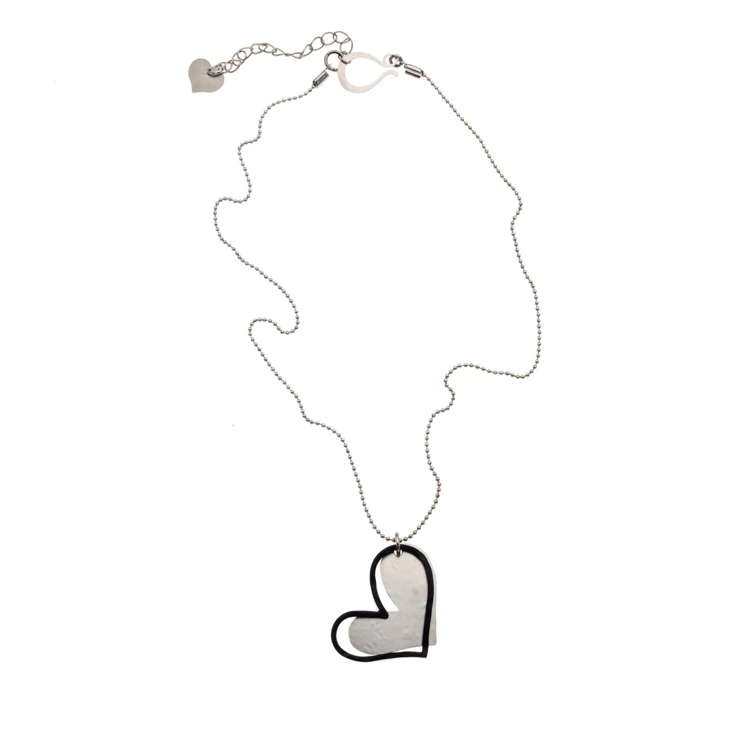 Violet - Sterling silver & black heart necklace