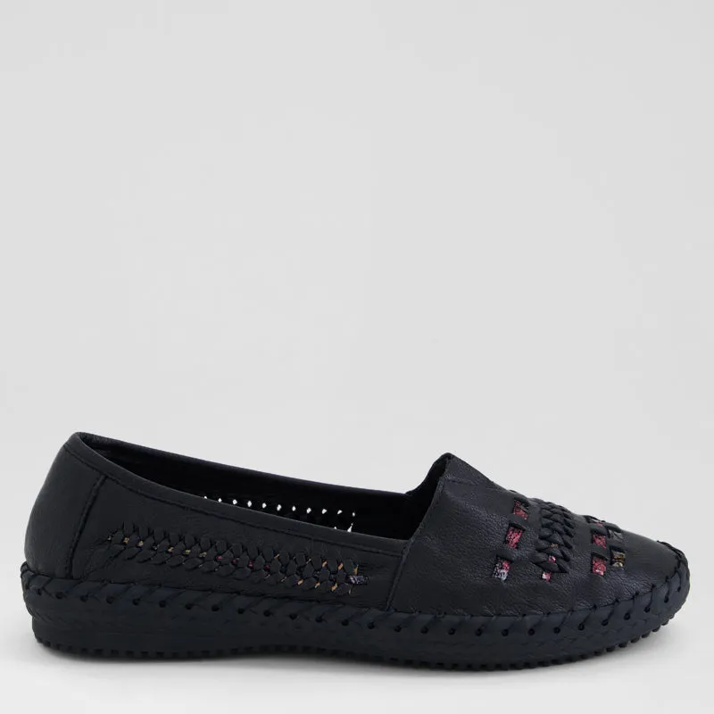 WANDIES - BLACK-WINE SWIRL LEATHER