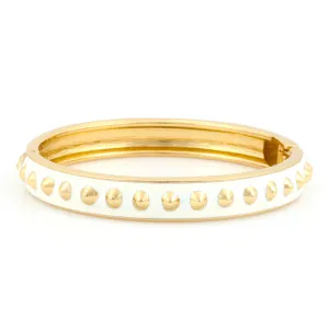 WHITE ENAMEL HINGED BRACELETS #SC-0823-11 GLD-WHT (TF22 (D SEC 2BOXES ))