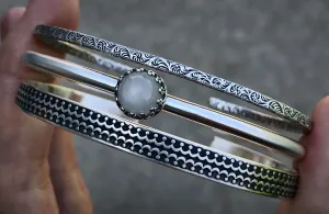 White Moonstone Stacker Cuff Set