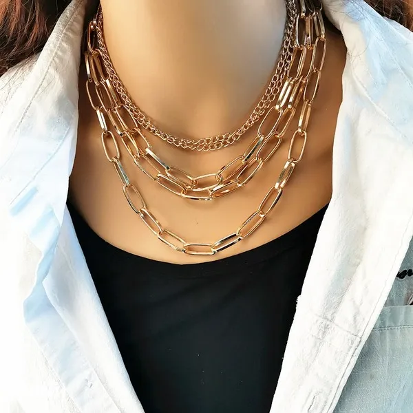 Wholesale necklace geometry multi-layered multi-layered chain JDC-NE-xc140