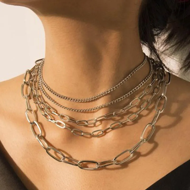 Wholesale necklace geometry multi-layered multi-layered chain JDC-NE-xc140