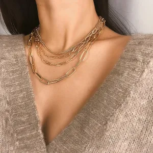 Wholesale necklace geometry multi-layered multi-layered chain JDC-NE-xc140