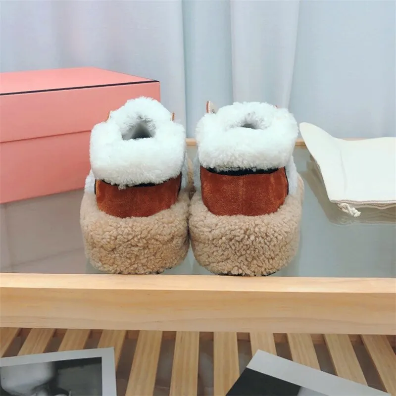 Winter color matching full wool design women's flat shoes