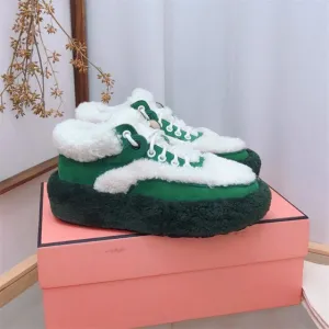 Winter color matching full wool design women's flat shoes