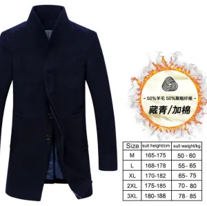 Winter wool coat men long sections thick woolen coats Mens Casual Fashion Jacket casaco masculino palto peacoat overcoat