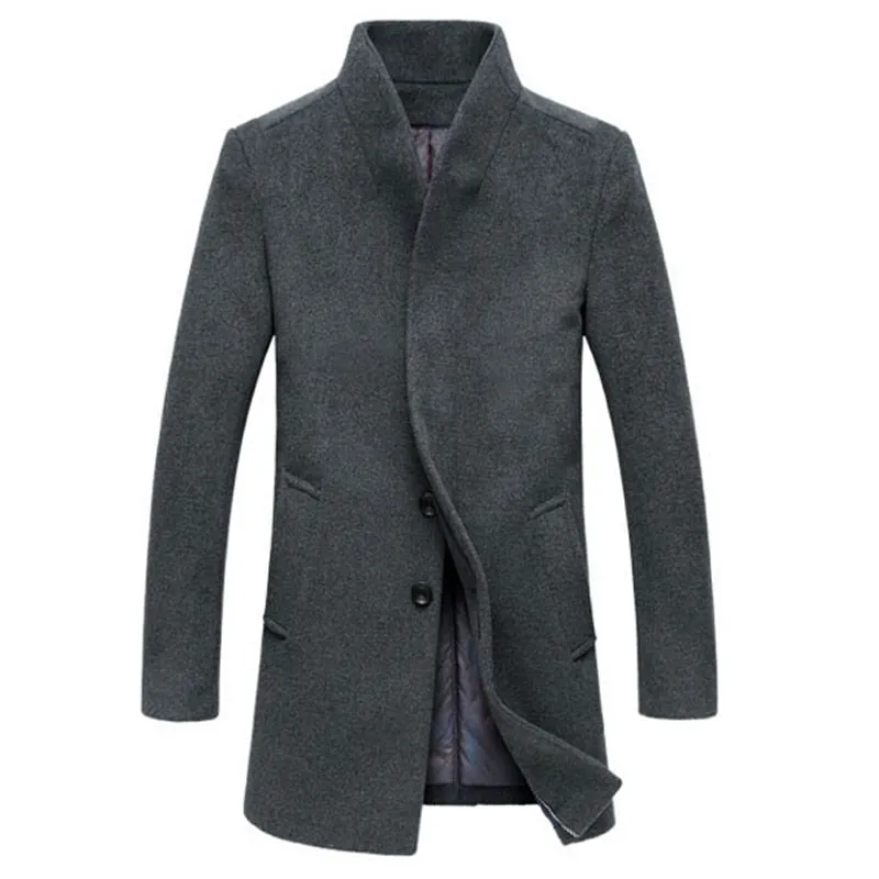 Winter wool coat men long sections thick woolen coats Mens Casual Fashion Jacket casaco masculino palto peacoat overcoat