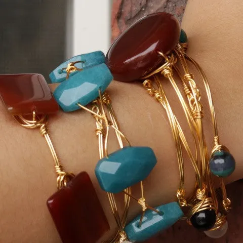 Wire Wrapped 7 Matte Crystal Stone Bracelet