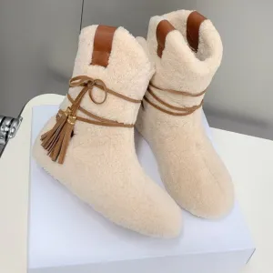 Woman Cross-tied Snow Boots Flats Knee High Boots