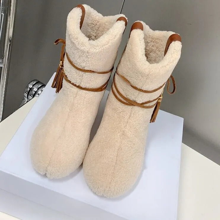 Woman Cross-tied Snow Boots Flats Knee High Boots